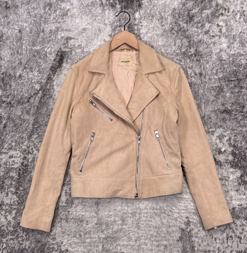 Levis Made & Crafted Jacket 1 / Small Womens Brown Suede Moto Zip